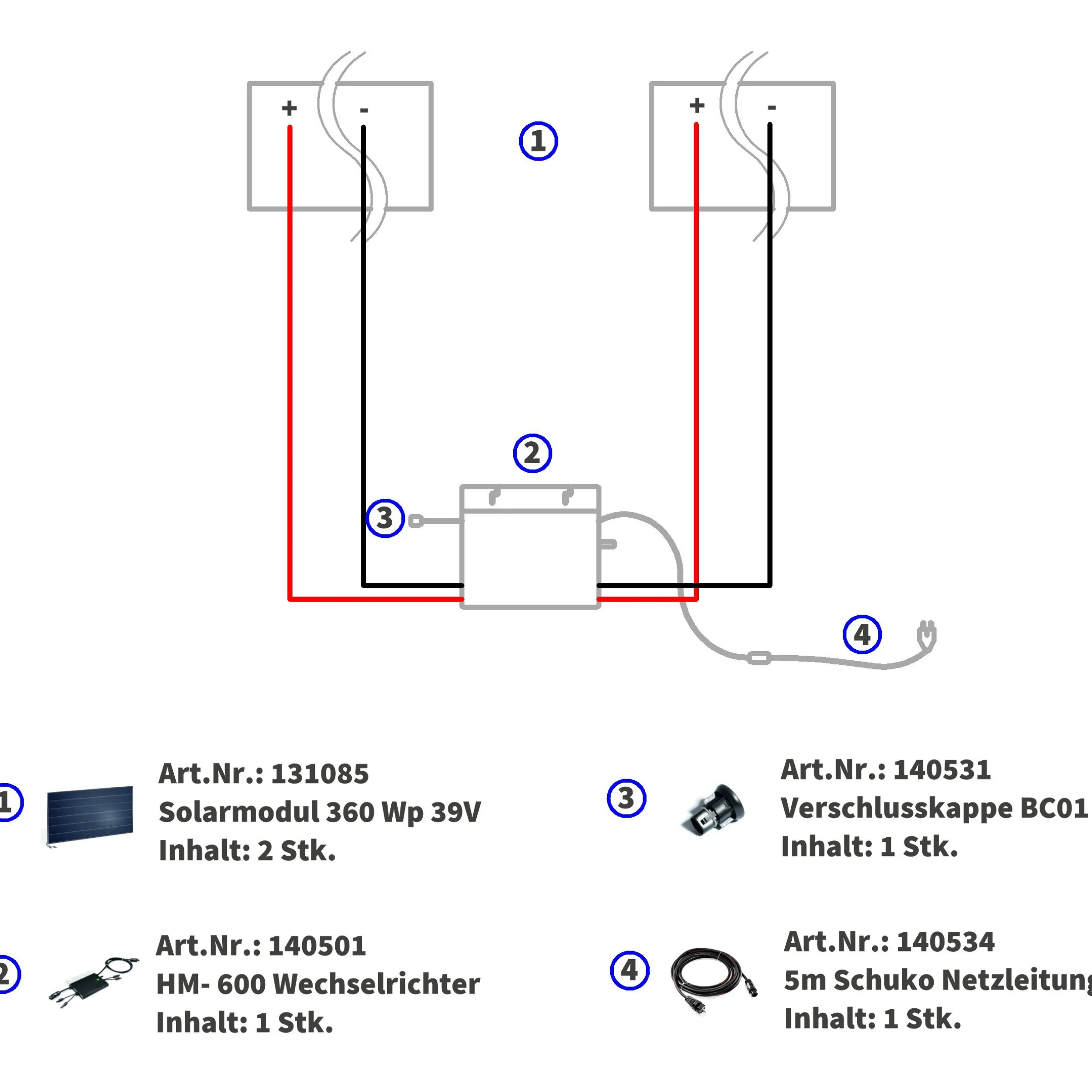 Balkonsolaranlage 720 Wp/ 800 VA