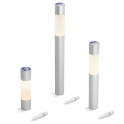 Moderne Solar Standleuchten Pole Light DuoColor im 3er-Set