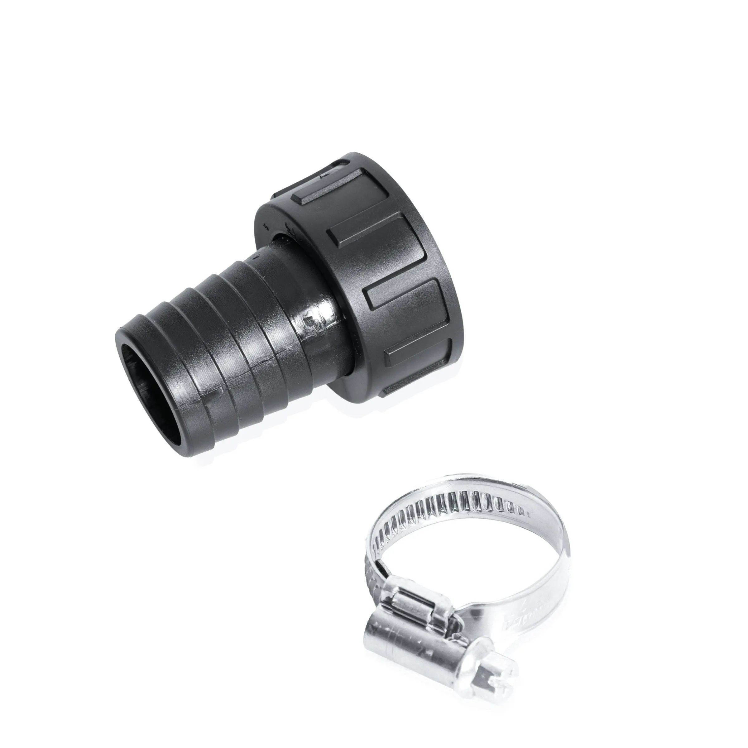 PP-Schlauchtülle 1 1/4" x 32 mm mit Überwurfmutter und Schelle