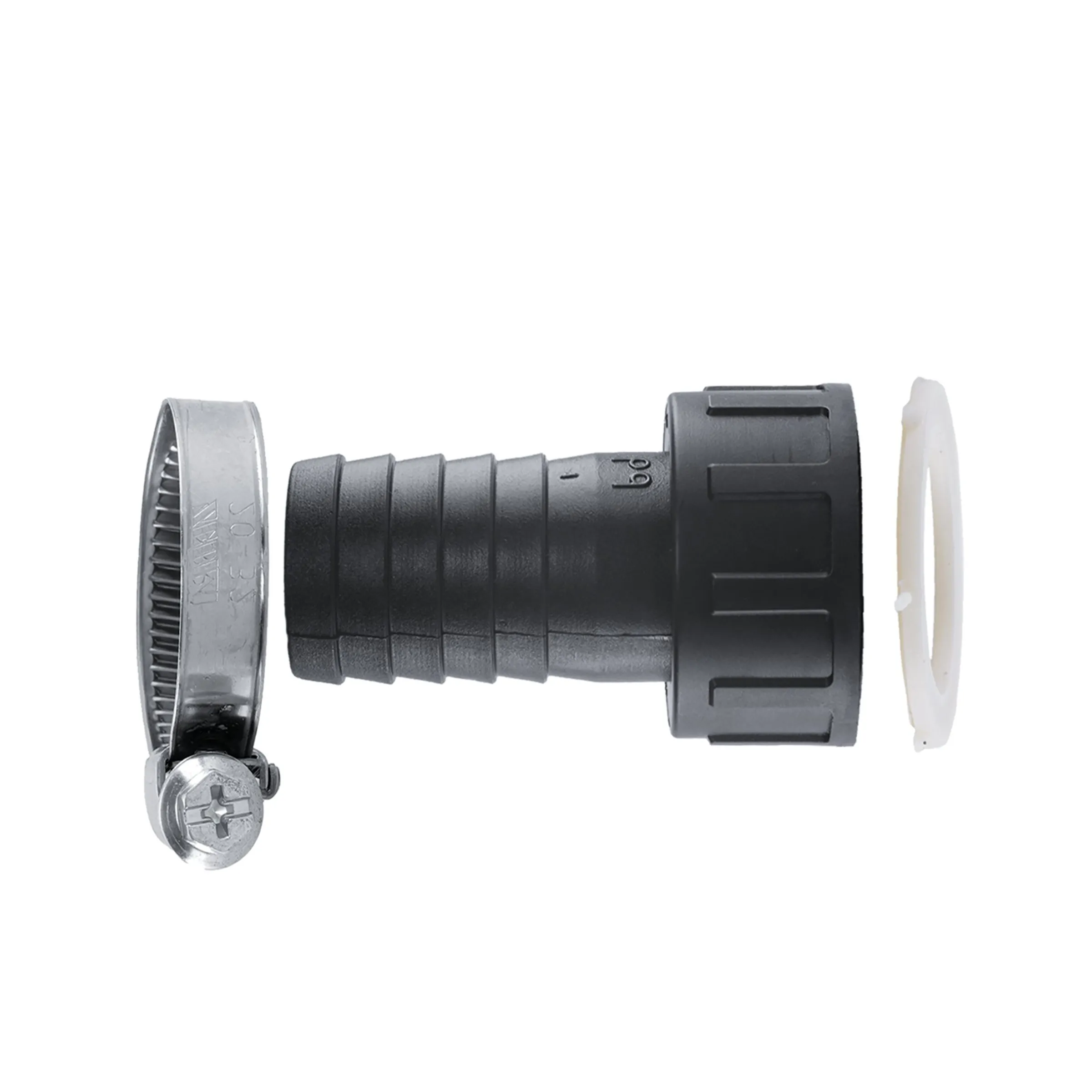 PP-Schlauchtülle 1 1/4" x 32 mm mit Überwurfmutter und Schelle