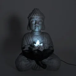 Solarbrunnen Buddha mit LED-Beleuchtung
