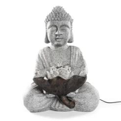 Solarbrunnen Buddha mit LED-Beleuchtung