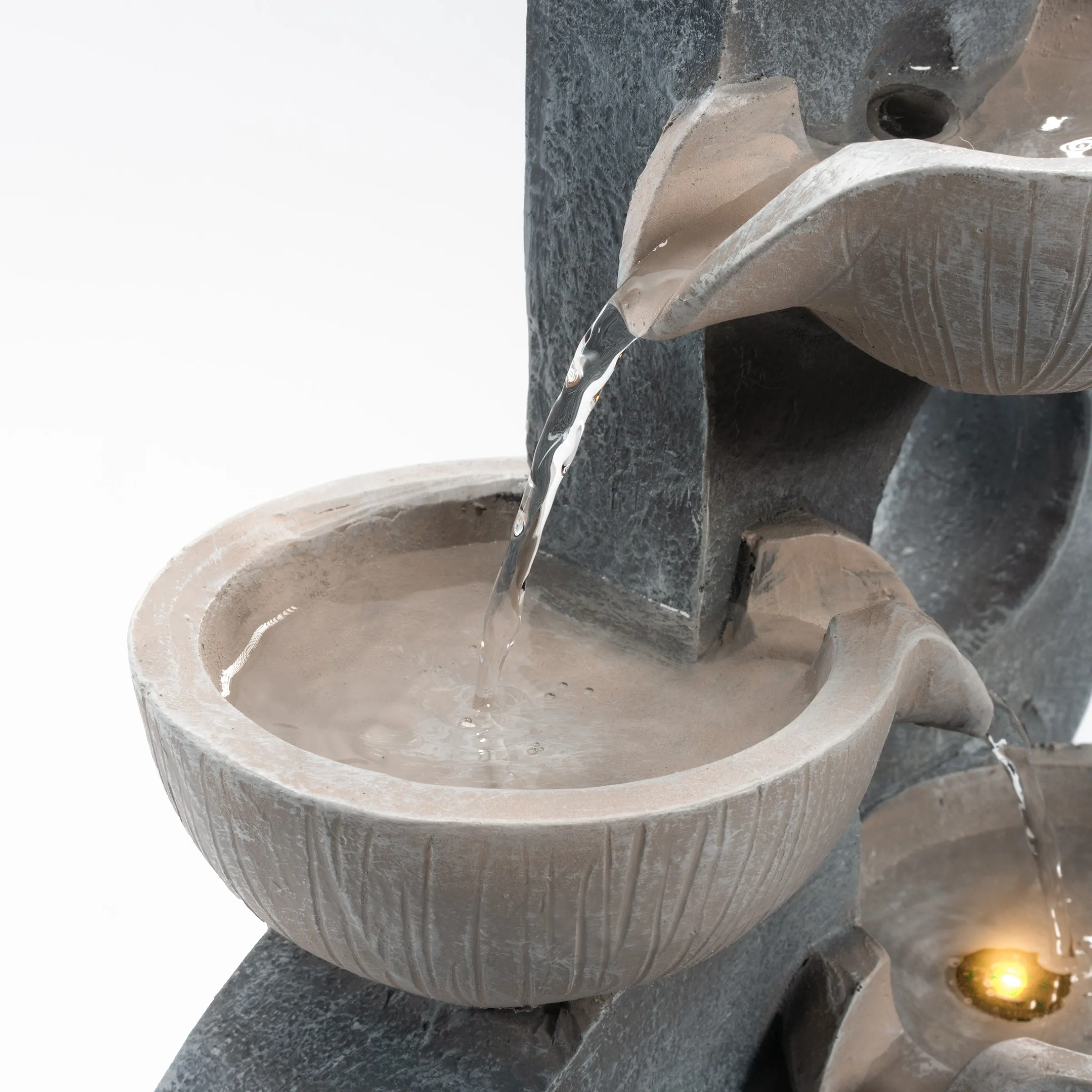 Solar Brunnen im Granitdesign mit Kaskade und LED Licht