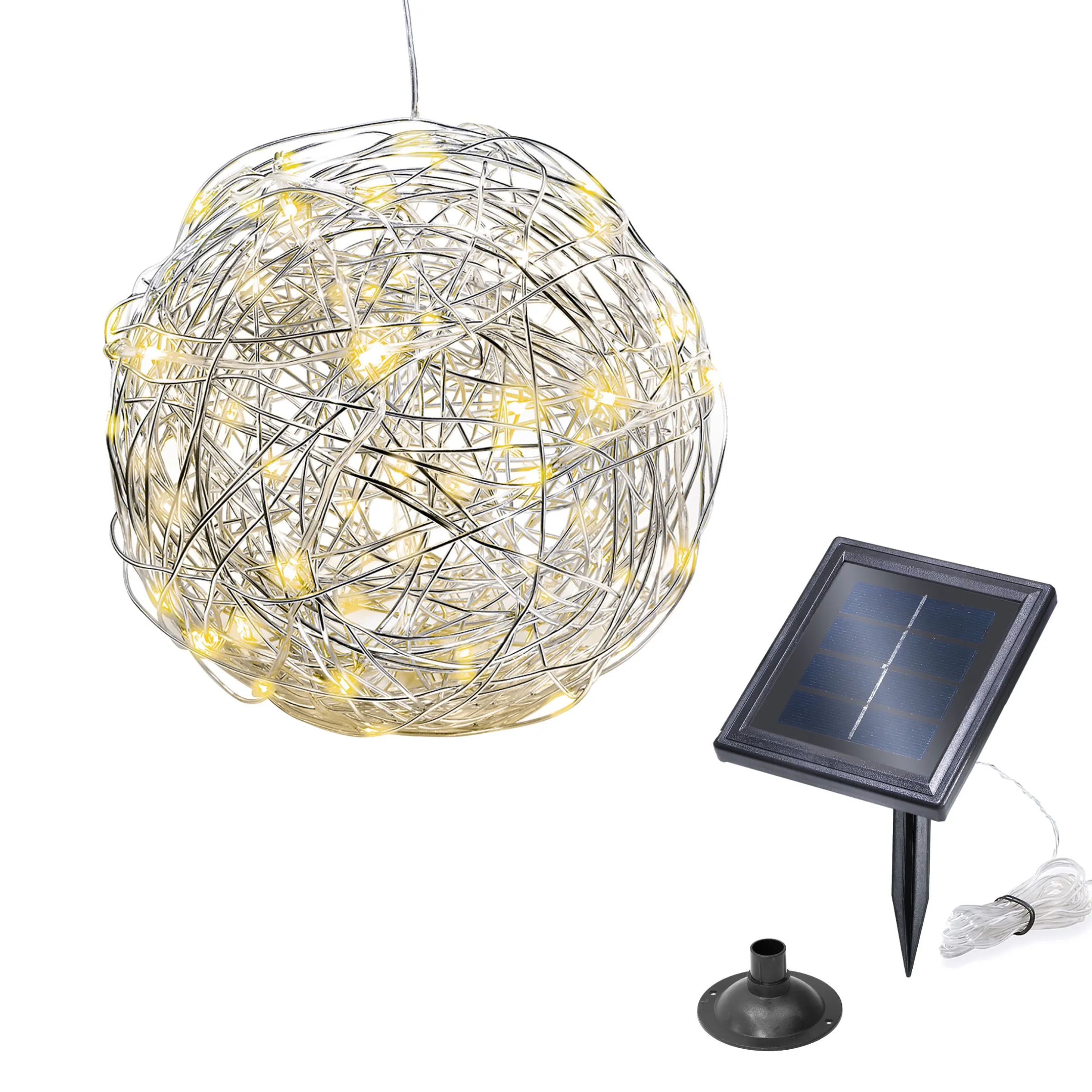 Solar Deko-Drahtkugel ⌀ 25 cm mit 50 warmweißen LEDs