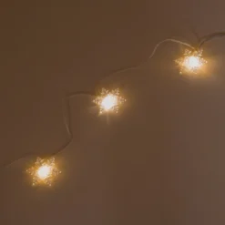Solar Deko-Lichterkette mit 30 Eiskristallen, warmweiß