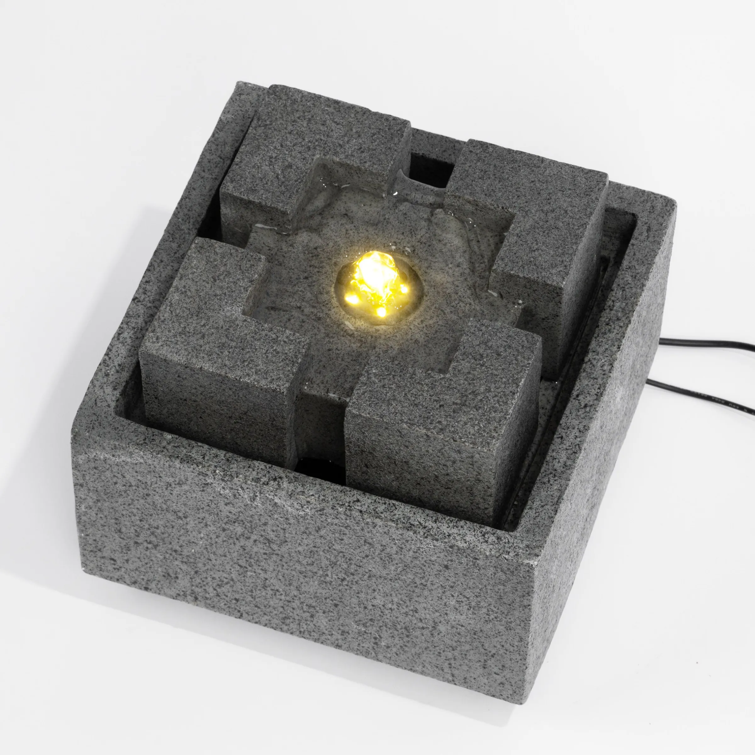 Solar Designbrunnen Modern Style mit LED Beleuchtung