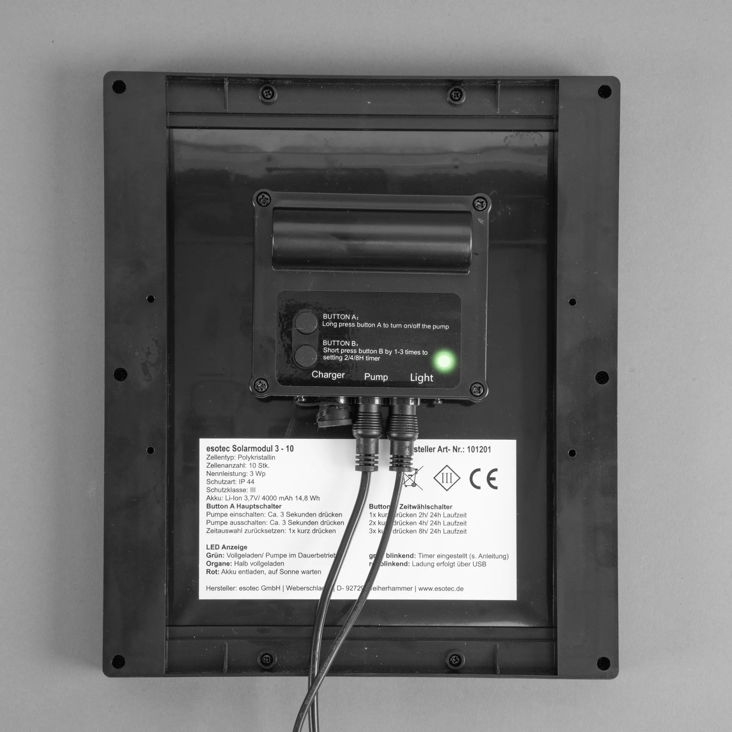 Solar Design Gartenbrunnen mit Wasserlauf und LED Licht