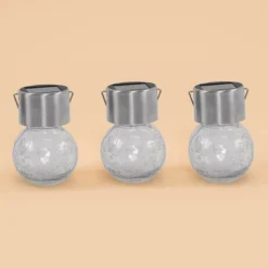 Solar Hängeleuchten 3er-Set Crackle Balls kaltweiß