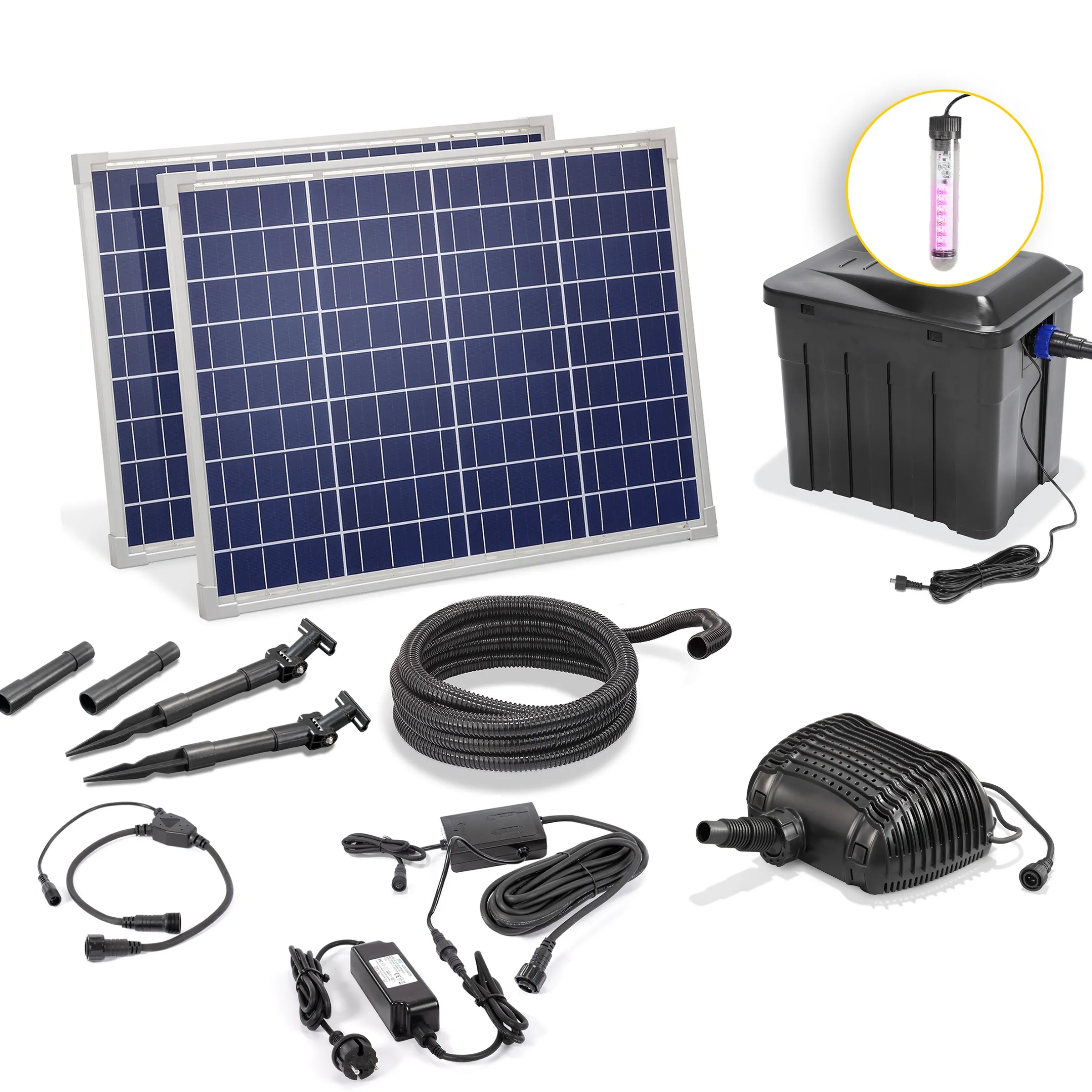 Solar Hybrid-Durchlauffilter Set 100/2500 mit UV-Leuchte