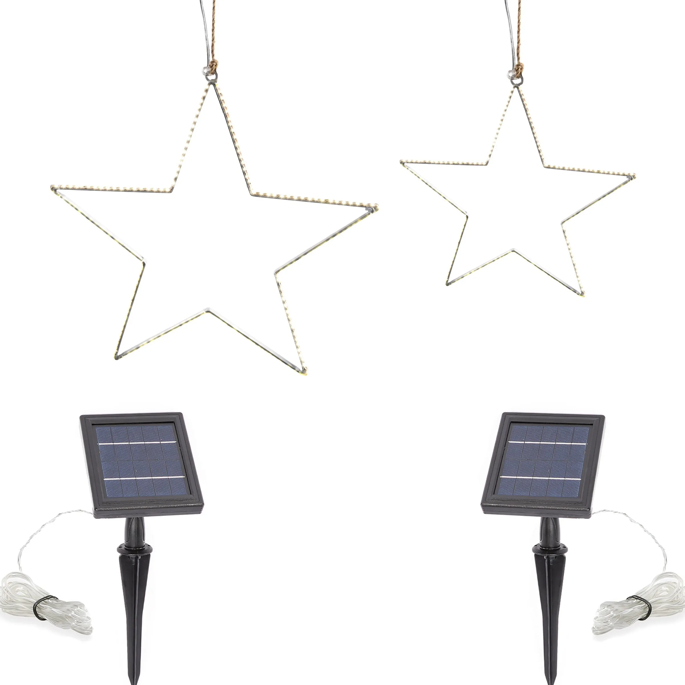 Solar LED-Leuchtsterne im 2er-Set, Ø 30 und 40 cm