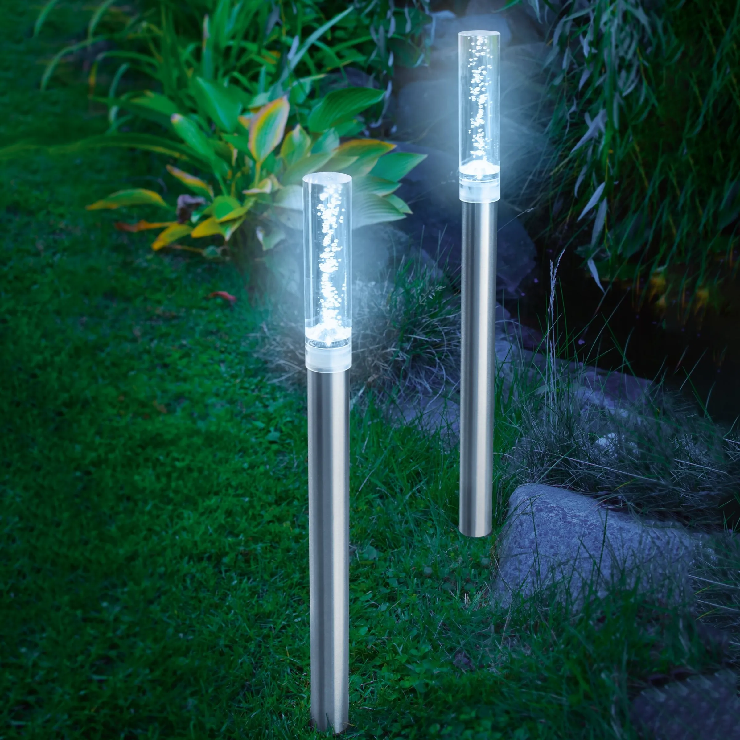 Solar LED Steckleuchtenset Twins 2er Set hellweiß