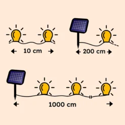 Solar Lichterschlauch mit 200 warmweißen LEDs
