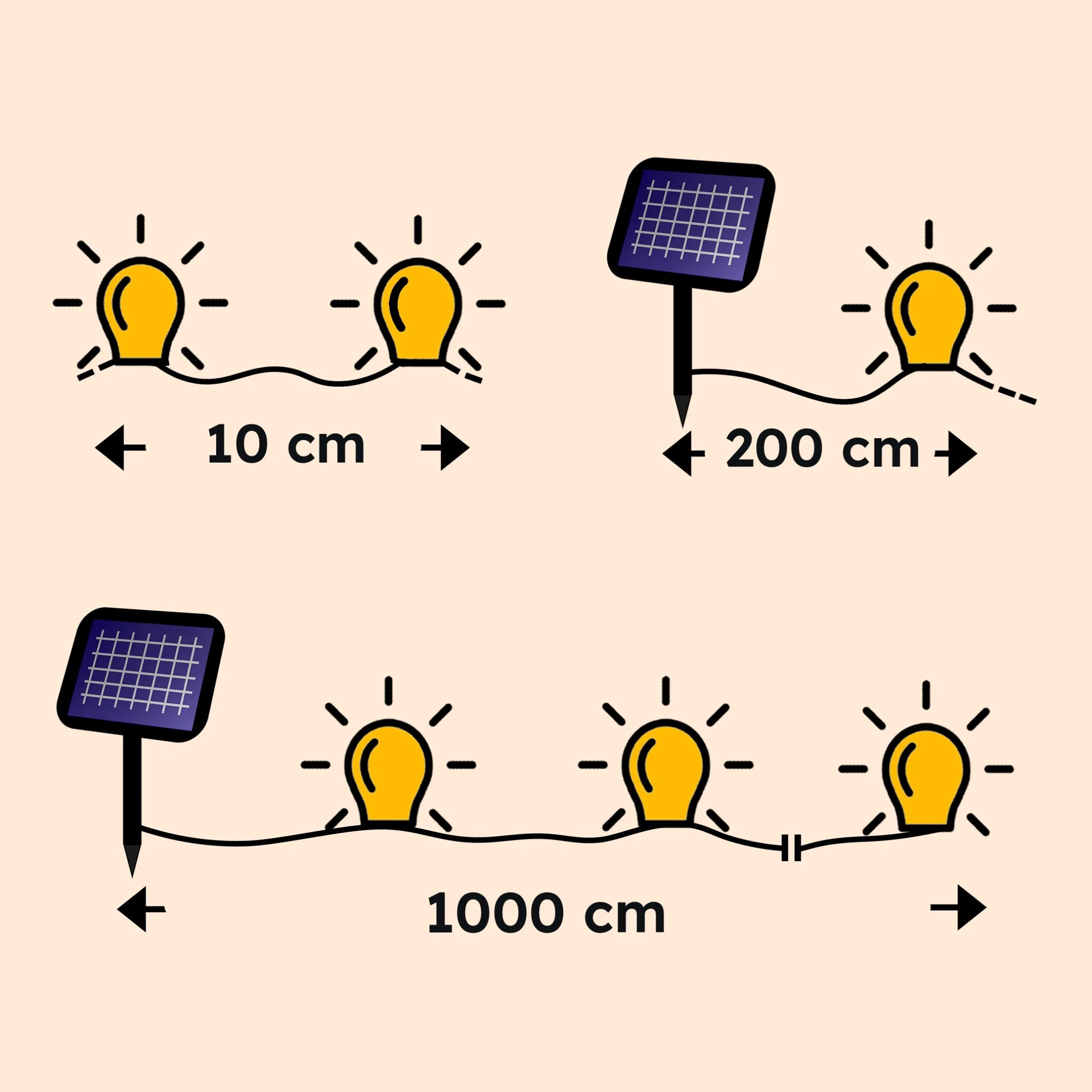 Solar Lichterschlauch mit 200 warmweißen LEDs