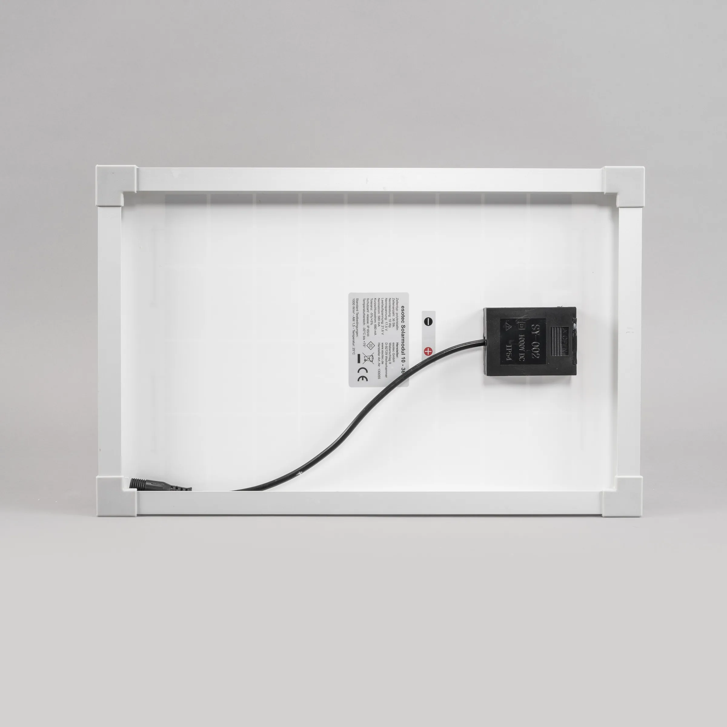 Solarmodul 10 Wp / 18 V mit Stecker 2-polig klein