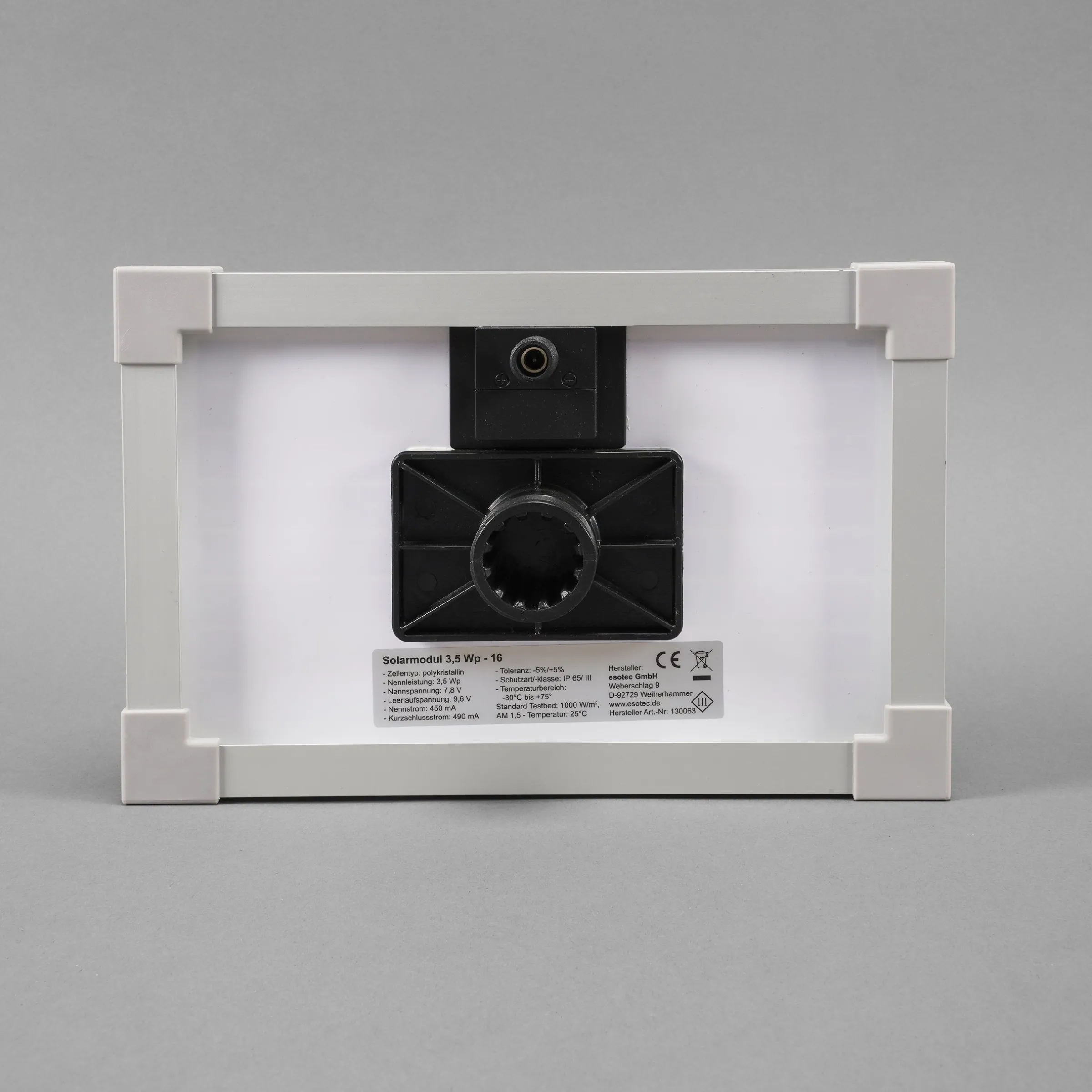 Solarmodul 3,5 Wp / 8 V mit Stecker 2-polig rund
