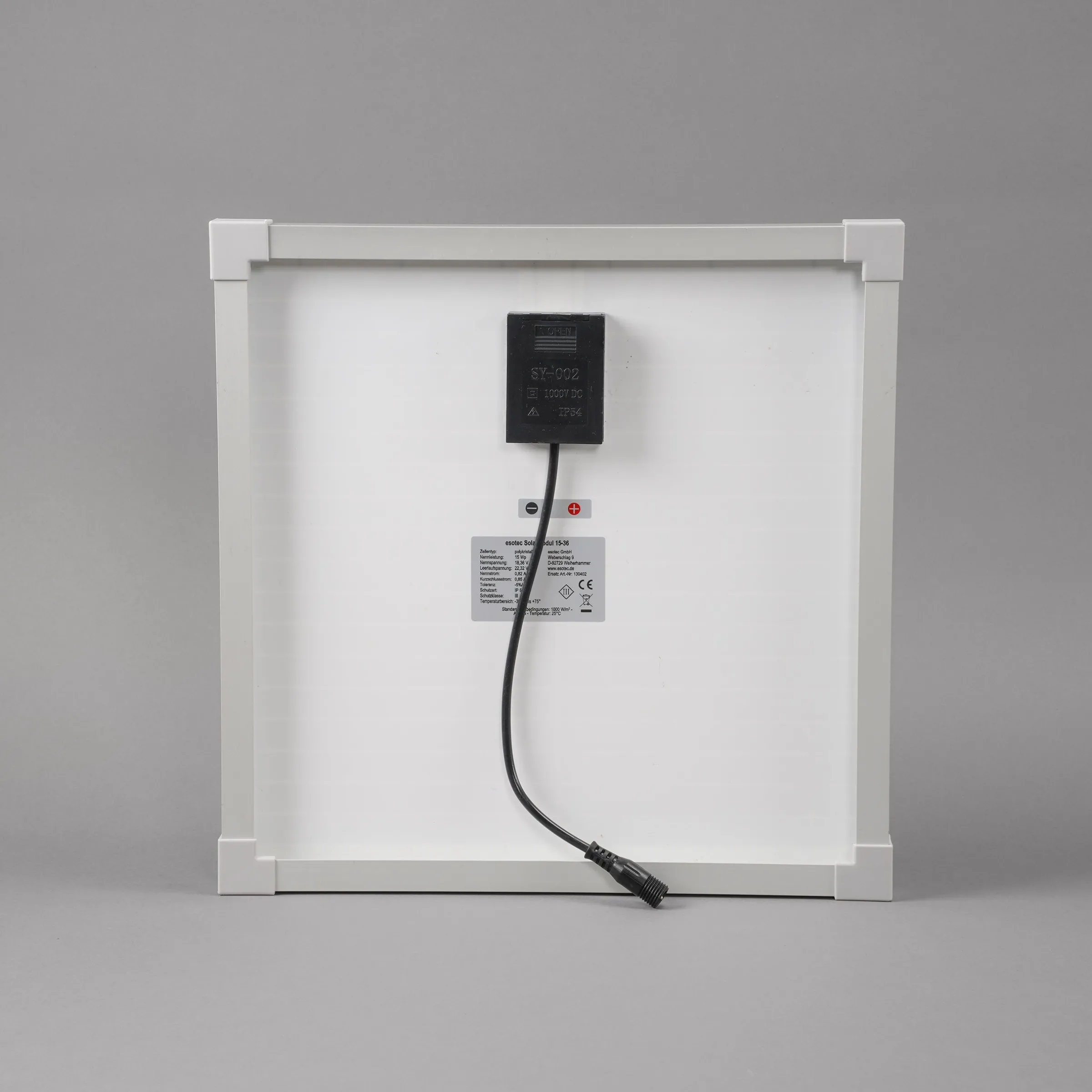 Solarmodul 15 Wp / 18 V mit Stecker 2-polig klein - neues Modell
