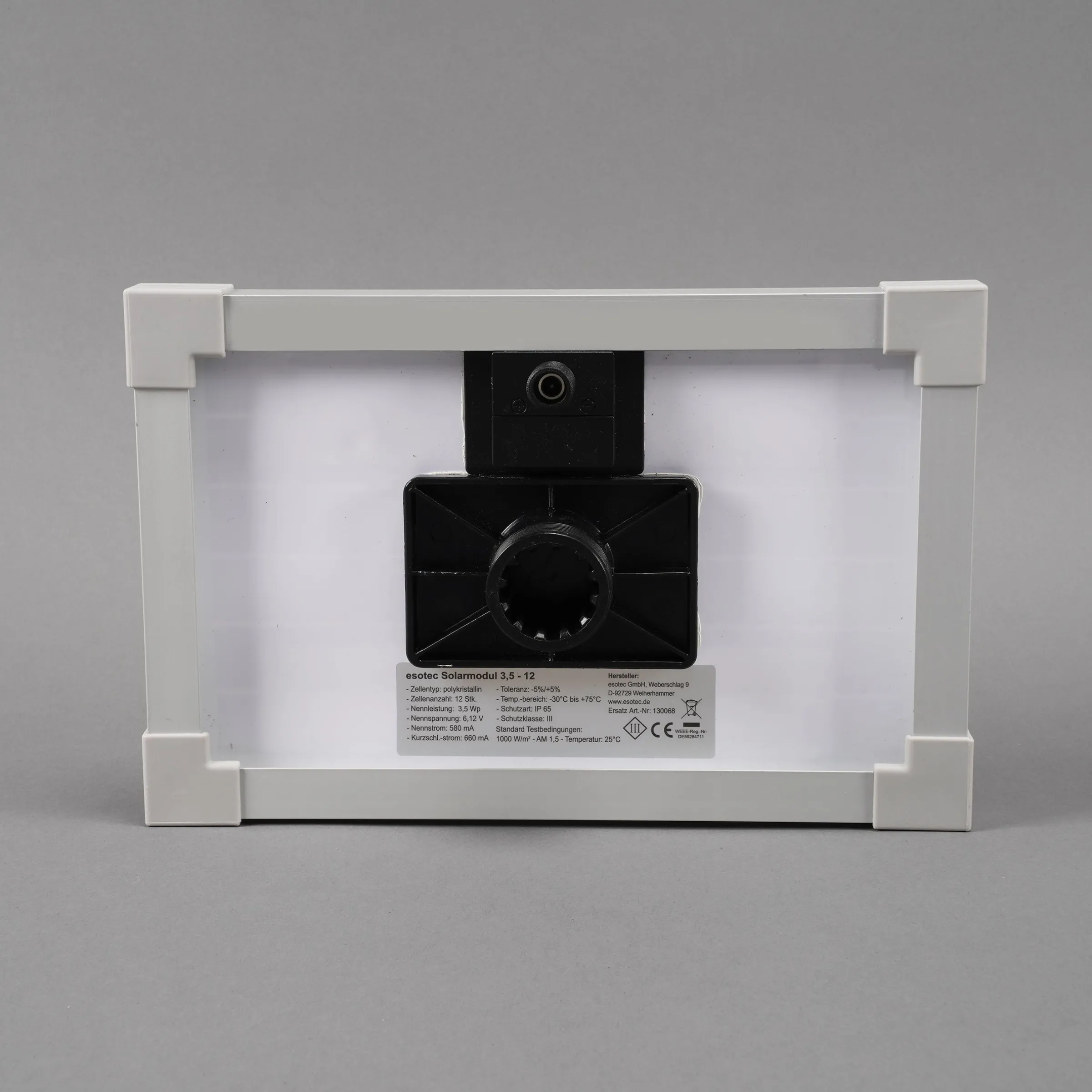 Solarmodul 3,5 Wp / 6 V mit Stecker 2-polig rund