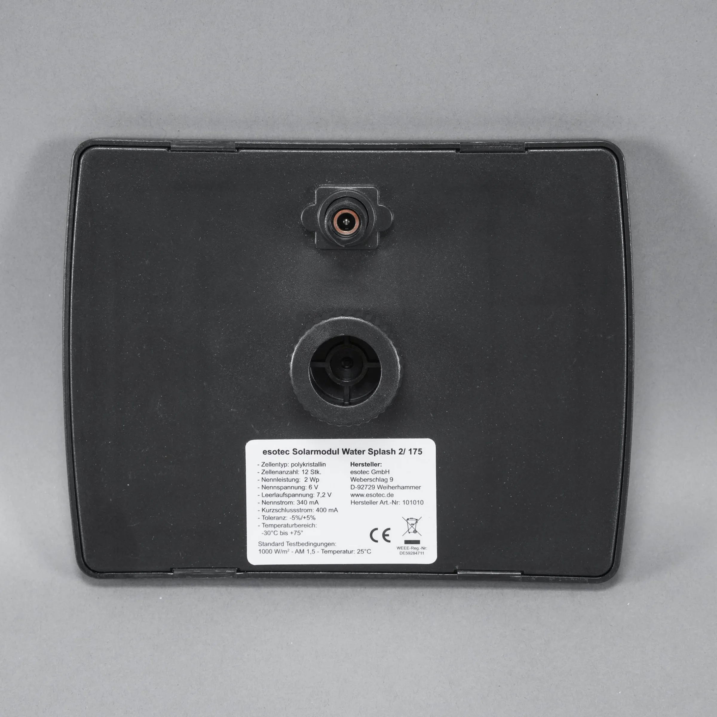 Solarmodul 2 Wp / 6 V mit Stecker 2-polig rund