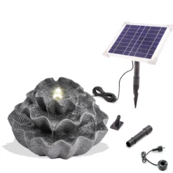 Solar Muschelbrunnen mit LED-Beleuchtung