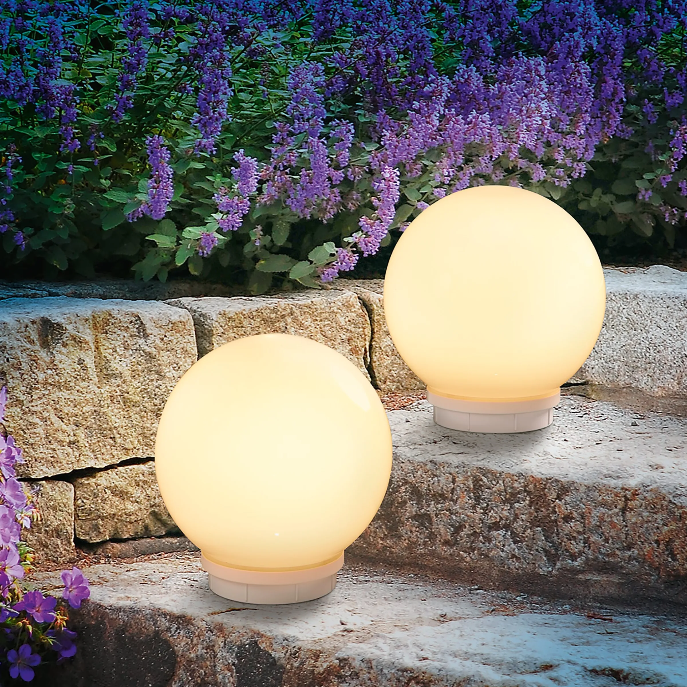 Solar Schwimmkugeln ⌀ 20 cm im 2er Set mit Fernbedienung