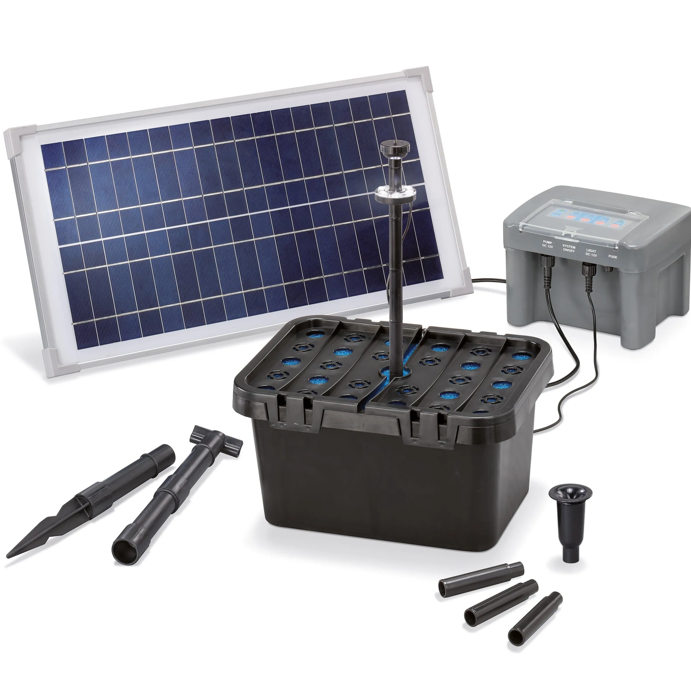 Solar Unterwasserfilter-Set 15/500 mit 7 Ah Pb-Akkuspeicher