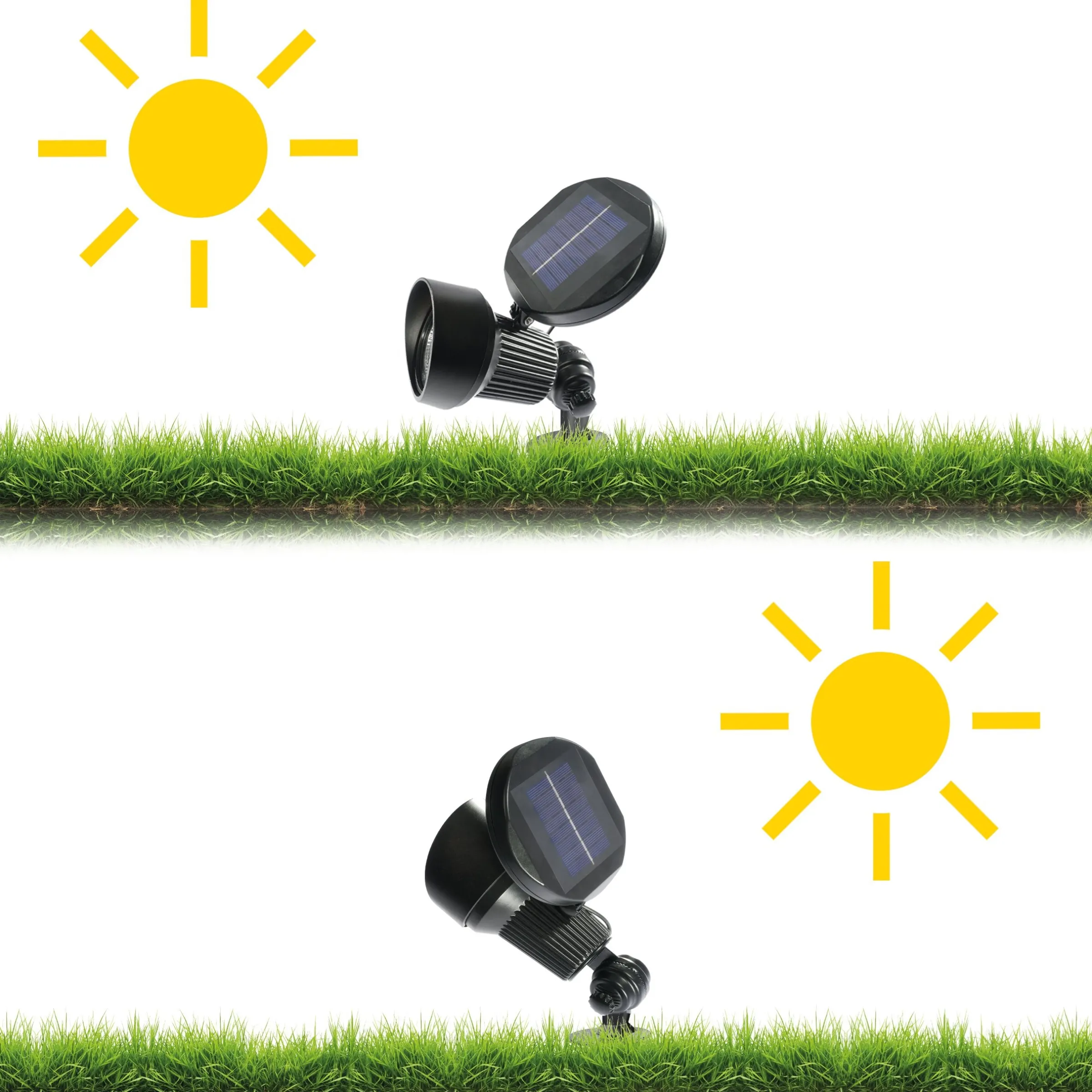 Solar Wand- und Bodenstrahler warm weiß im Alugehäuse