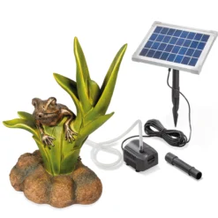 Solar Wasserspeier-Set Frosch sitzend auf Blättern