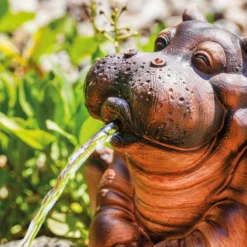 Solar Wasserspeier-Set sitzendes Flusspferd Hippo