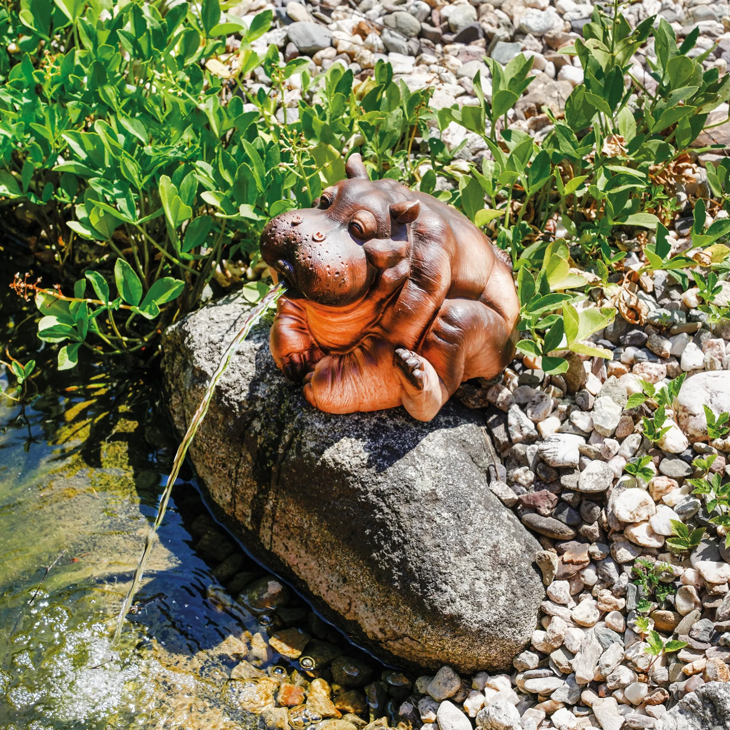 Solar Wasserspeier-Set sitzendes Flusspferd Hippo