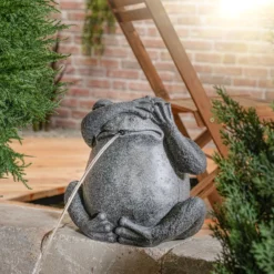 Solar Wasserspeier-Set sitzender Frosch