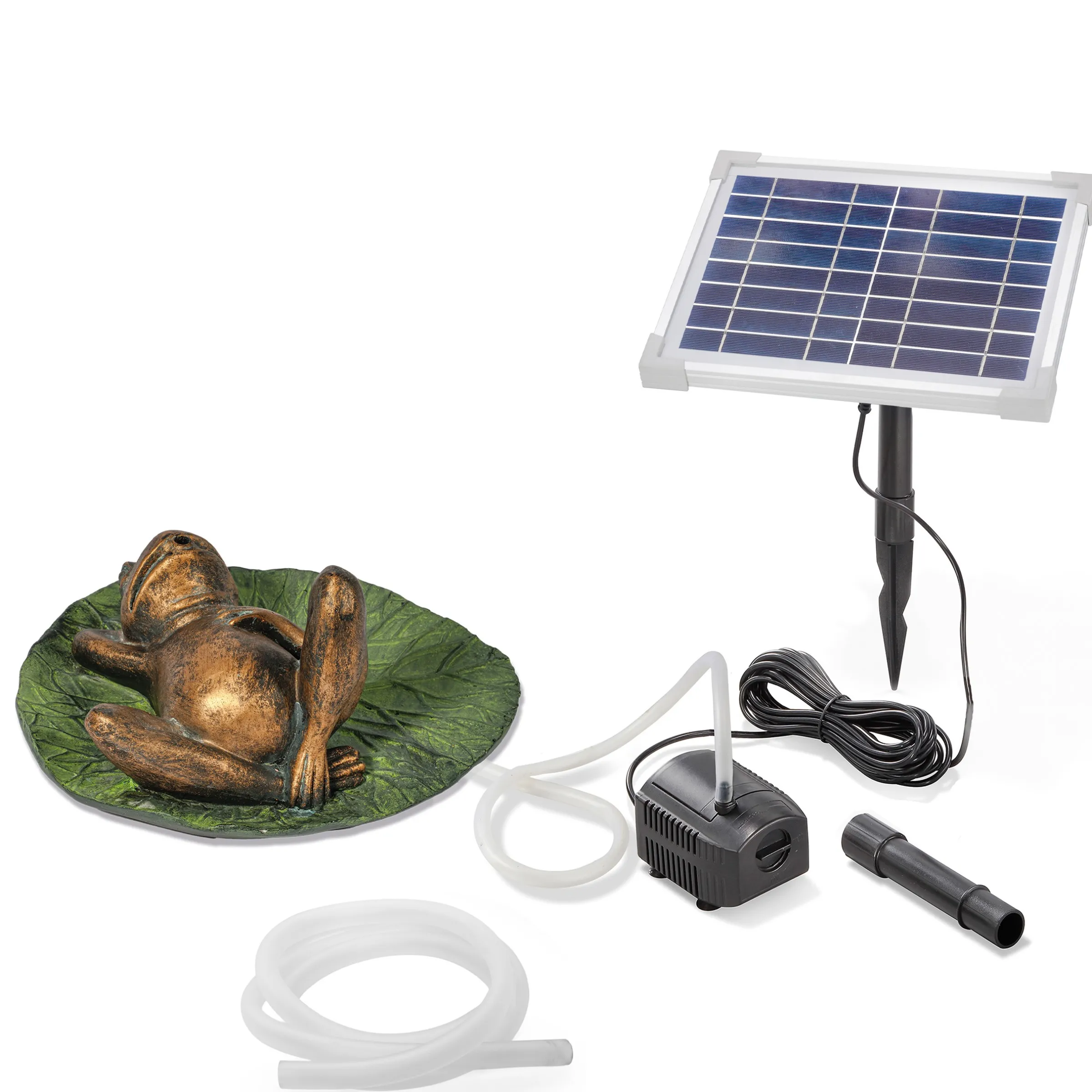 Solar Wasserspeier-Set treibender Frosch auf Seerosenblatt