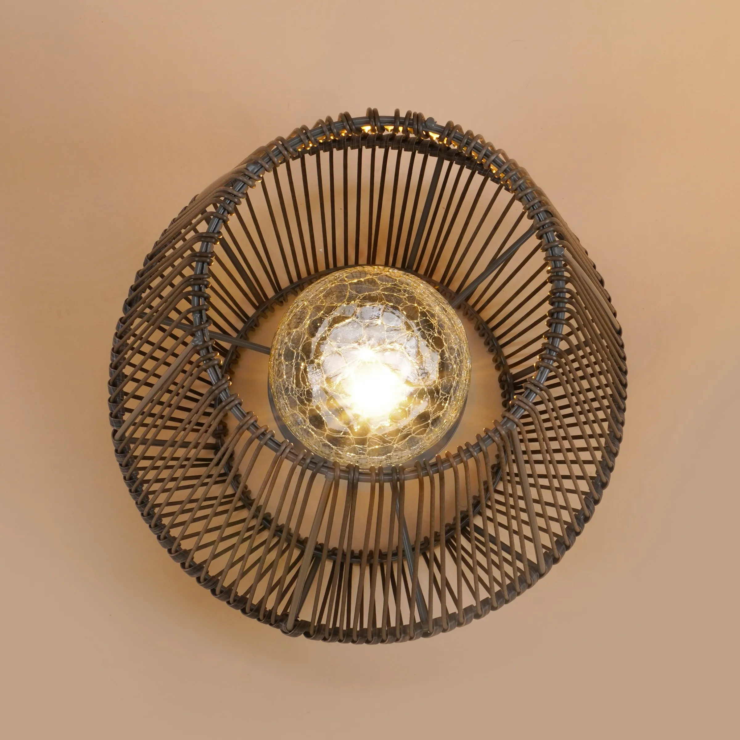 Solar Windlicht Ilona 30 cm in Rattanoptik