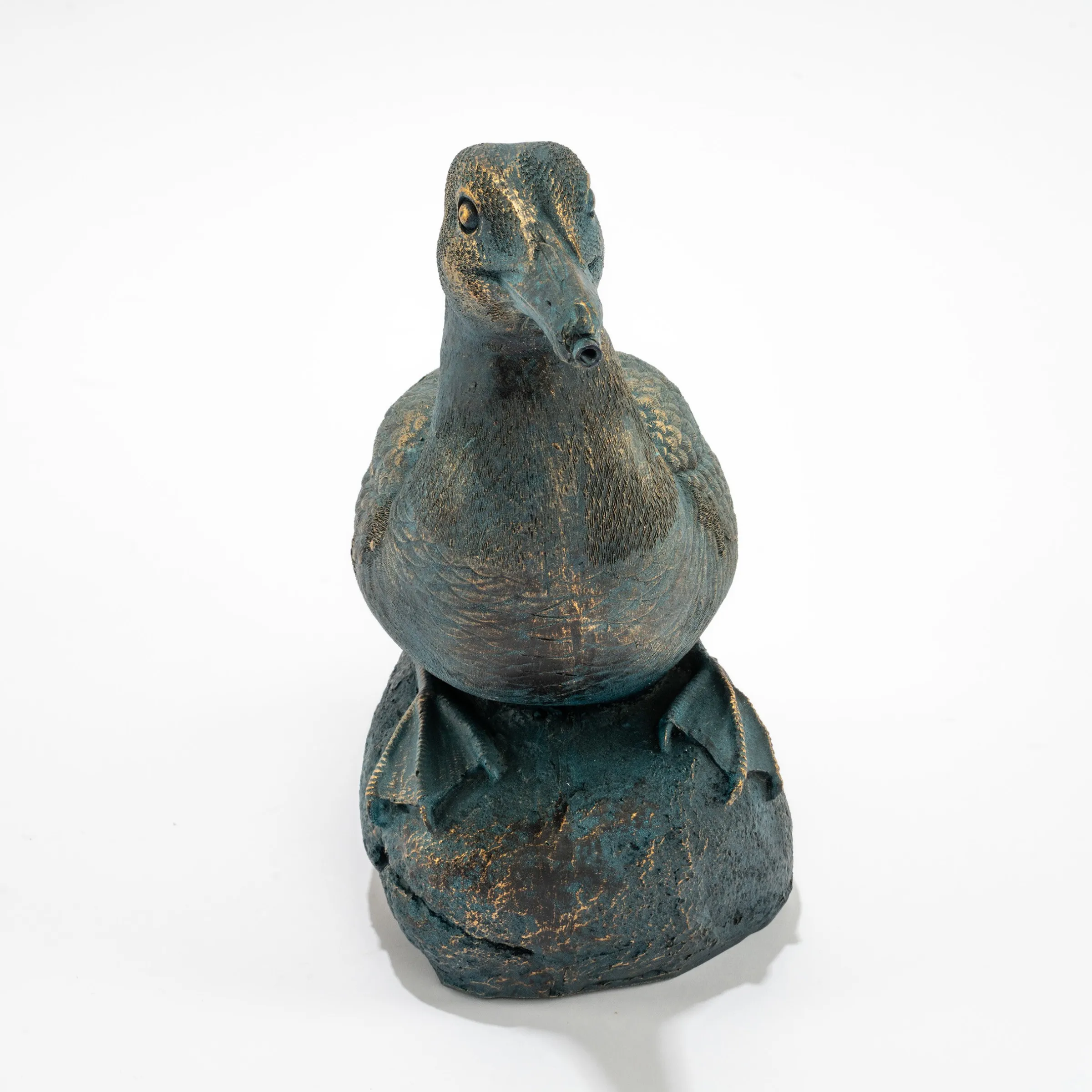 Wasserspeier-Figur Ente Samuel im Altkupfer-Design
