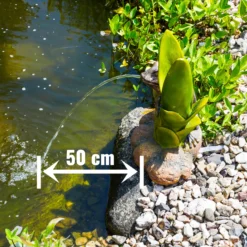 Wasserspeier-Figur Frosch sitzend auf Blättern