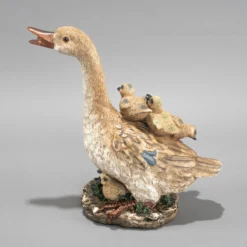 Wasserspeier-Figur Gans mit Kücken
