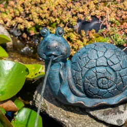 Wasserspeier-Figur Schnecke Emilius im Altkupfer-Design